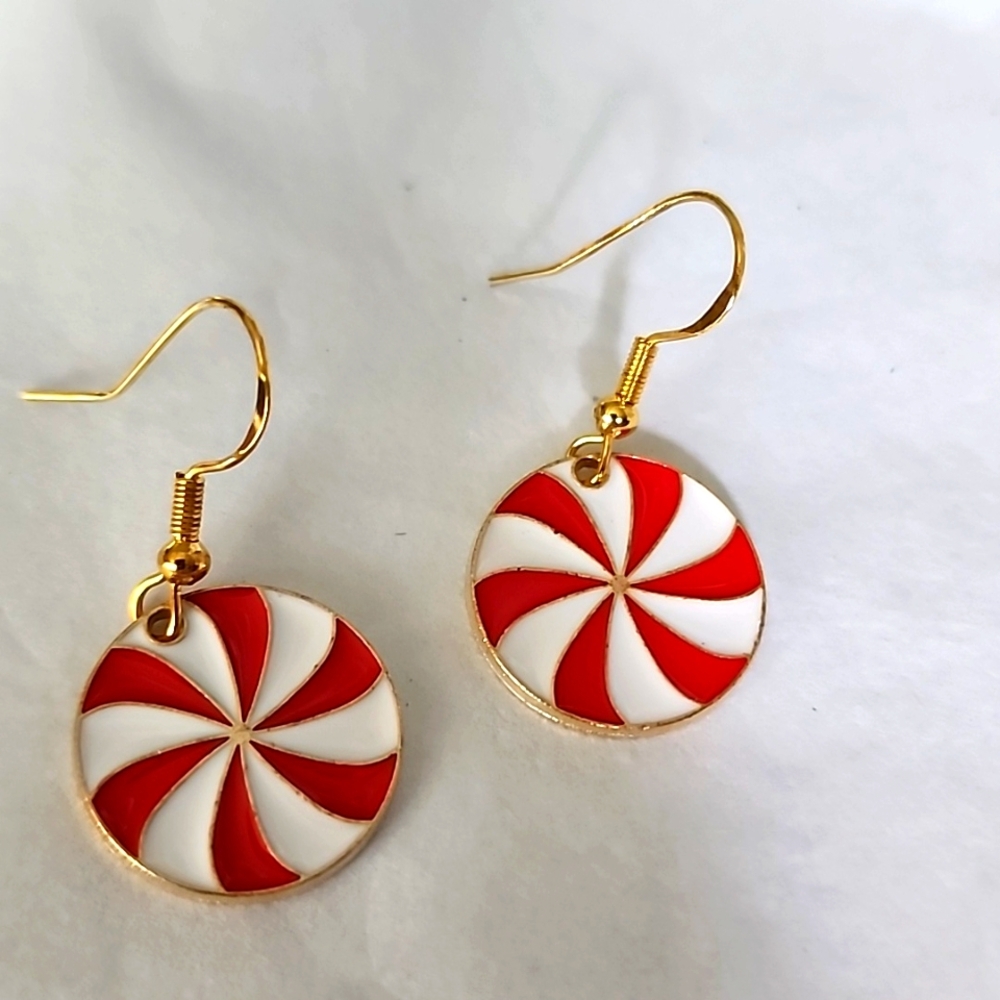 Candy Christmas  earrings 925 French Hook Post